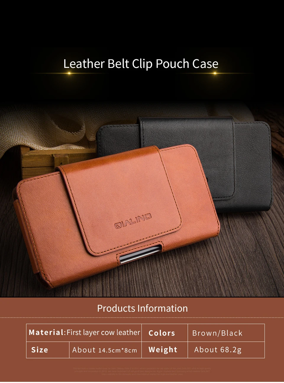 QIALINO Phone Bag Case For iPhone X Waist Belt Bag Pocket Cover for iPhone 10 luxury Genuine Leather Case for iPhone XS 5.8 inch iphone 8 plus wallet case
