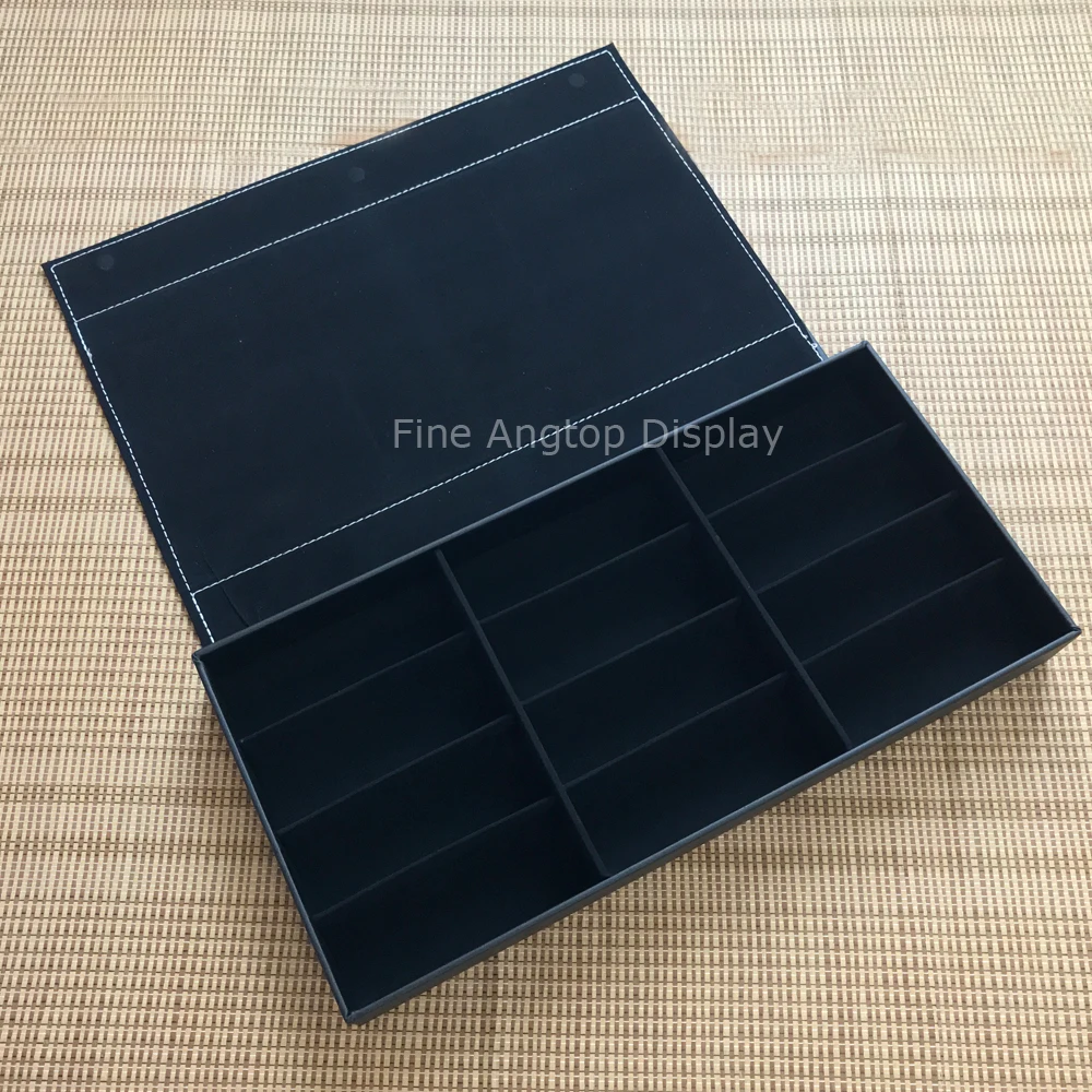 

Чехол для очков из искусственной кожи с 12 сетками, витрина для солнцезащитных очков, подставка для ювелирных изделий, бархатная Флокированная коробка для хранения очков, Органайзер