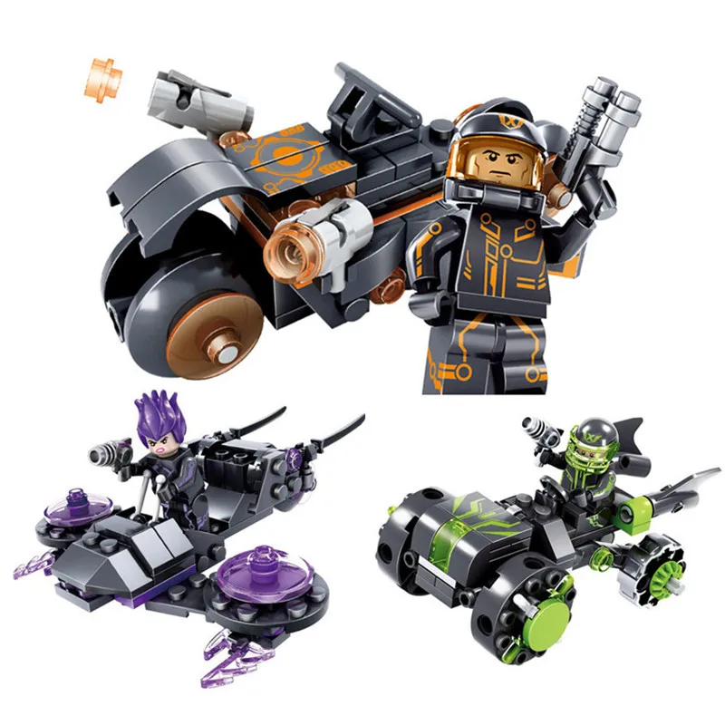 Iblocks将来警察フィギュア子供ブロックおもちゃx,エージェントシリーズ8 carsロボットヘリコプター教育