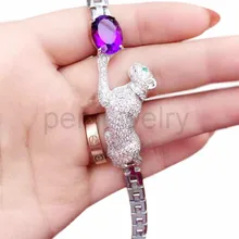 Для мужчин wo Для мужчин браслет браслет-цепочка с аметистом настоящий аметист 925 серебро в леопардовом стиле 1.75ct жемчужиной# BL16030133