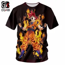 OGKB 2018 летние топы мужская Повседневная футболка Забавный принт Dragon Ball Z 3d футболка Goku Kung футболки хип-хоп с круглым вырезом футболки для пары
