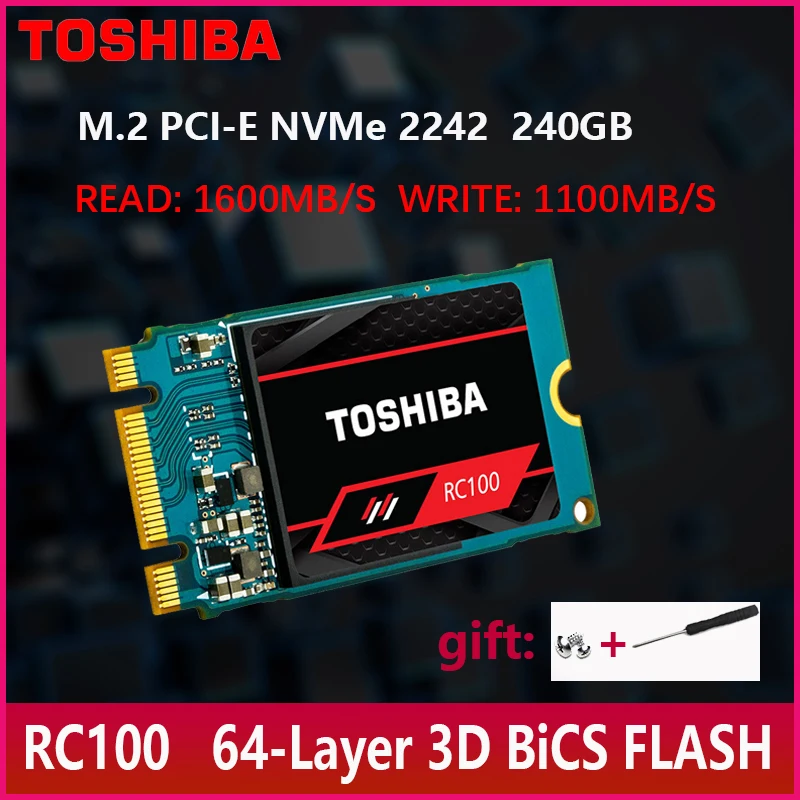 Внутренний твердотельный накопитель TOSHIBA NVMe 240 ГБ M.2 2242 PCIe 3 0*2 SSD 1600