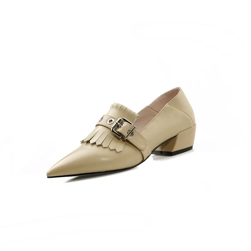 

Original Intention Women Pumps Leather Fashion Pointed Toe Square Heels Pumps Popular Black Shoes Woman Plus Size 4-10