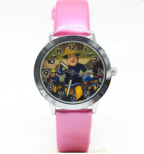 Новые модные Пожарный Сэм Часы Для детей Обувь для мальчиков подарок часы Повседневное кварцевые наручные часы Relogio Relojes - Цвет: Розовый