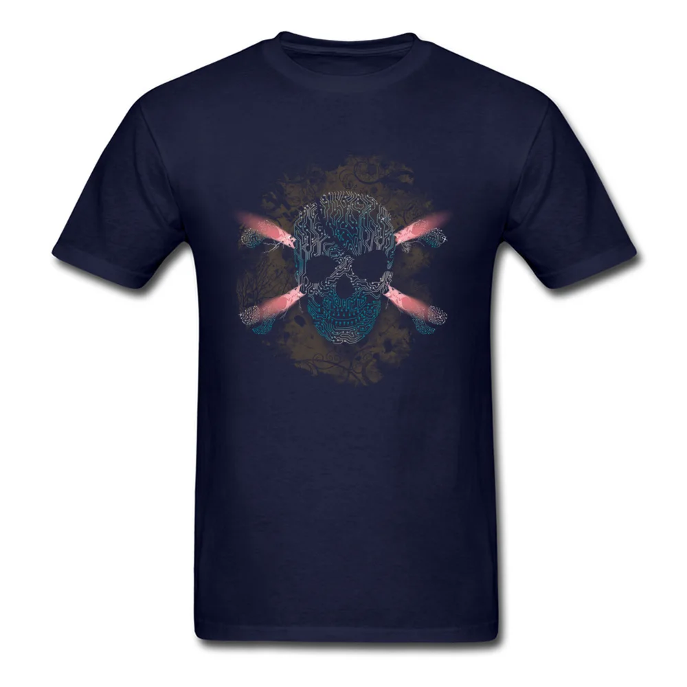 Hot Sale Cyber Skull 3D Printed Short Sleeve T-shirts VALENTINE DAY Crew Neck Pure Cotton Tops T Shirt for Men Tee-Shirts Casual Cyber Skull navy