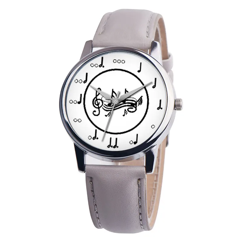 Модные женские часы с музыкальным циферблатом унисекс повседневные специальные простые кварцевые наручные часы женские часы reloj mujer zegarek meski - Цвет: Gray