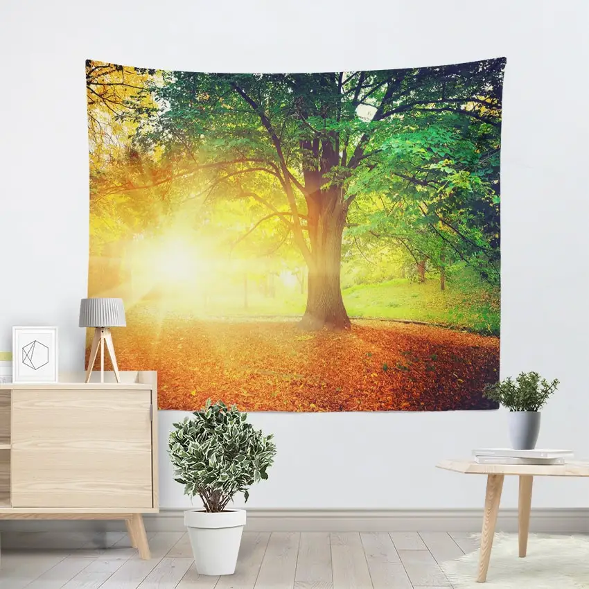 Clear River Wood Path Print Wall Tapestry Psychedelic Tree Hole Home Decor Wall Hanging for Living Room Bedroom Boho Tapestries