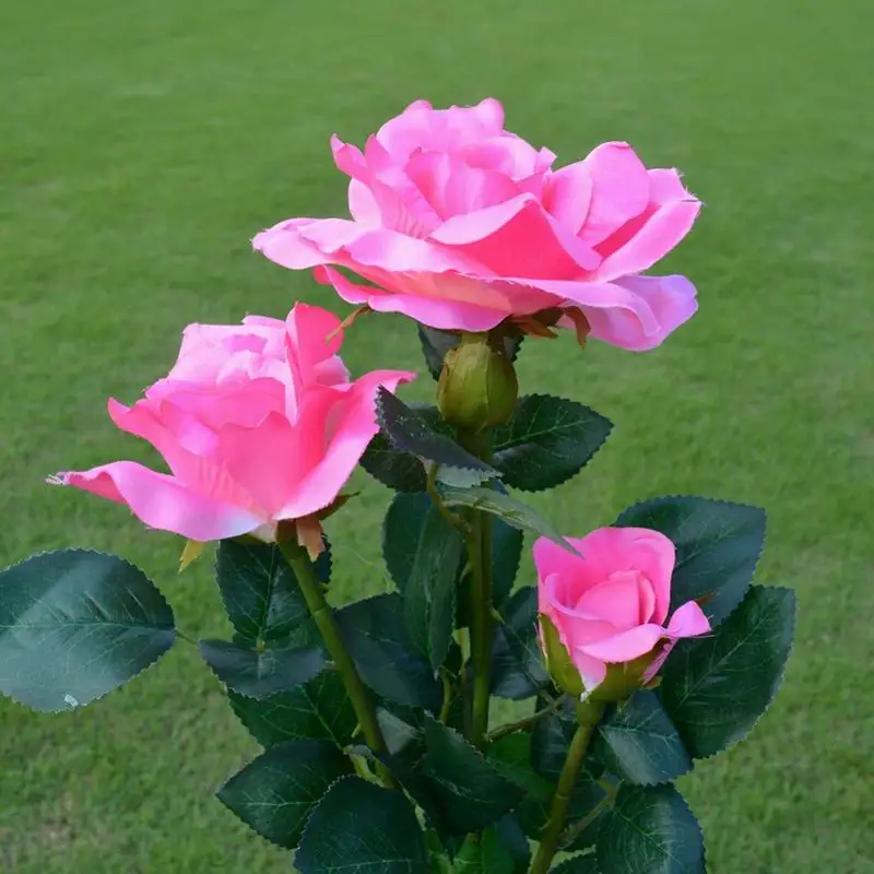 Chiclits Outdoor Rose Solar LED Light Garden Yard Lawn Artificial Flower Lamp Landscape Garden Home Decoration White Lights (14)