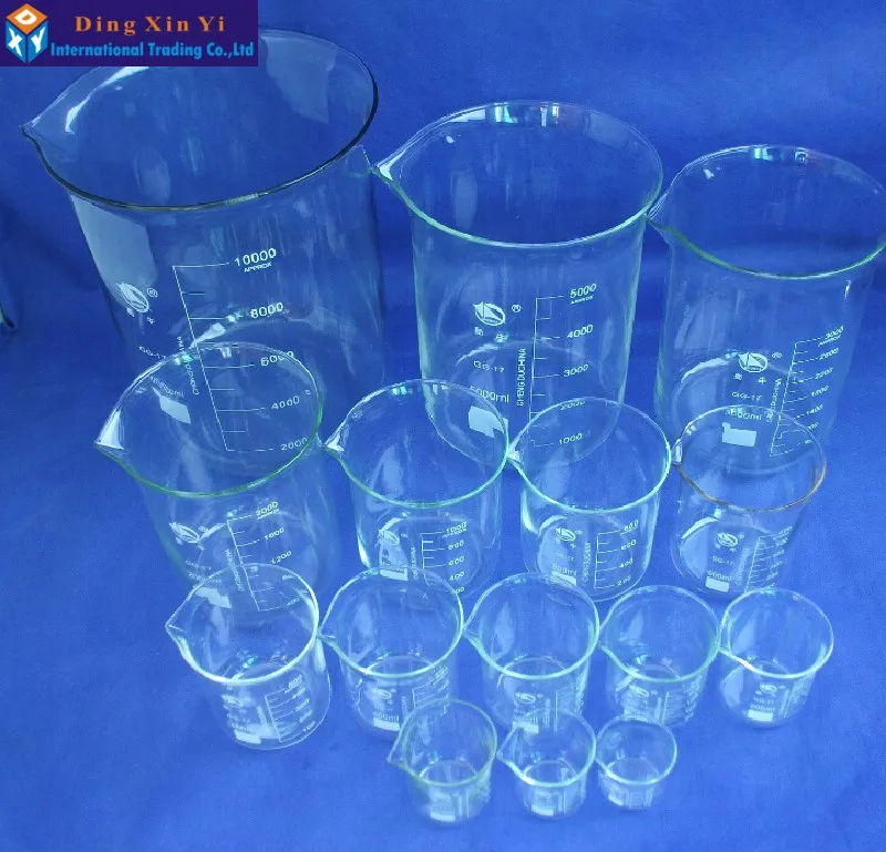 Стеклянный стакан SHUNIU 10000 мл, лабораторный стакан 10000 мл, низкая форма с градацией и носиком Boro 3,3 стеклянный китайский известный бренд
