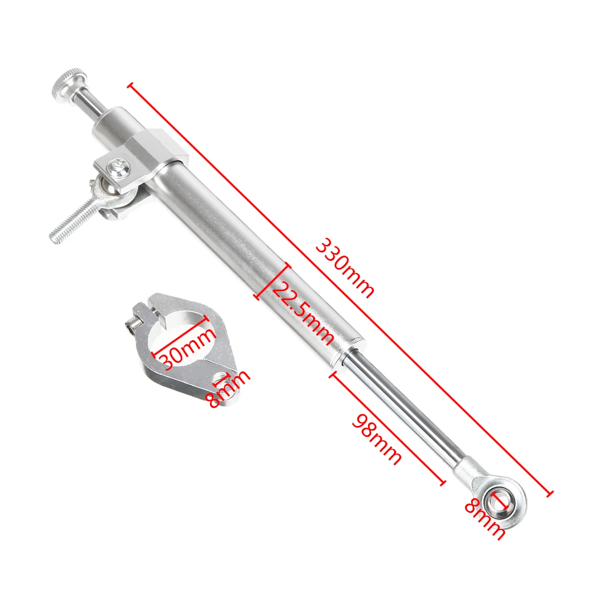 1PC 330mm Silver Universal Motorcycle Steering Damper Aluminum Fork Stabilizer High Quality Professional Moto Accessories