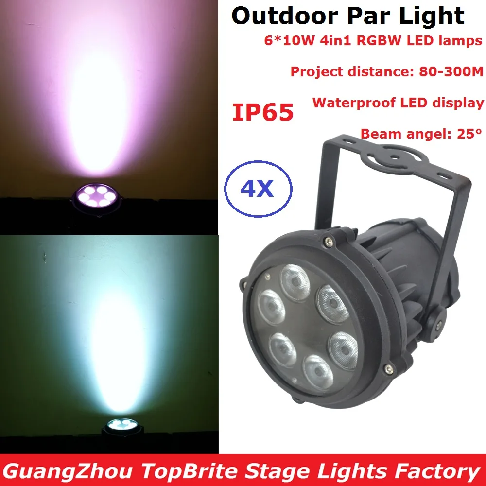 4XLot Outdoor Par Lights 6X10W RGBW 4IN1 Mini LED Par Cans IP65 DMX