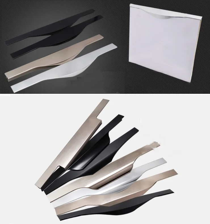 2pcs Lot Modern Aluminum Integral Finger Pull Kitchen Cabinet