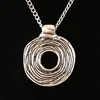 ZXZ gran plata antigua declaración abstracta abierta espiral remolino vórtice colgante en collar de cadena larga Lagenlook 34