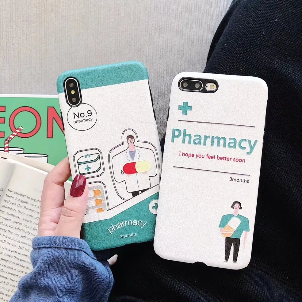 

Kuutti Squishy Fashion Cute Cartoon Pharmacy Soft TPU Shockproof Phone Cases for iPhone 6 6s 7 8 Plus X XR XS Max Couple Covers