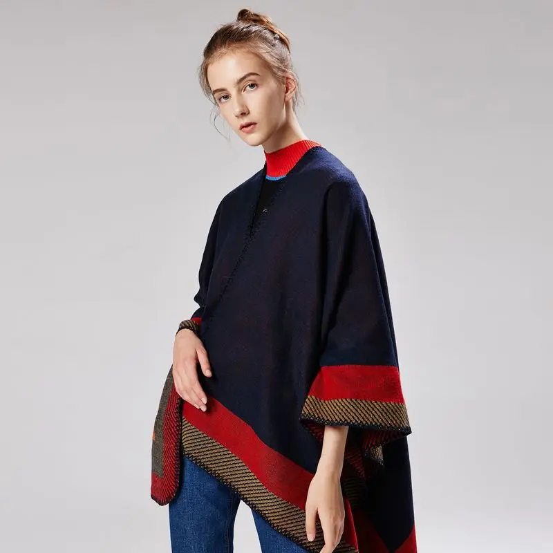 

2019 New Fashion Ladies Winter Scarf Blanket Quality Women Poncho Warm Wool Ponchos Capes Long Knit Thick Women Echarpe Shawls