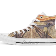 Edvard Munch The cram 1893 новинка дизайн дышащая Повседневная Высокая обувь на шнуровке холщовая обувь кеды