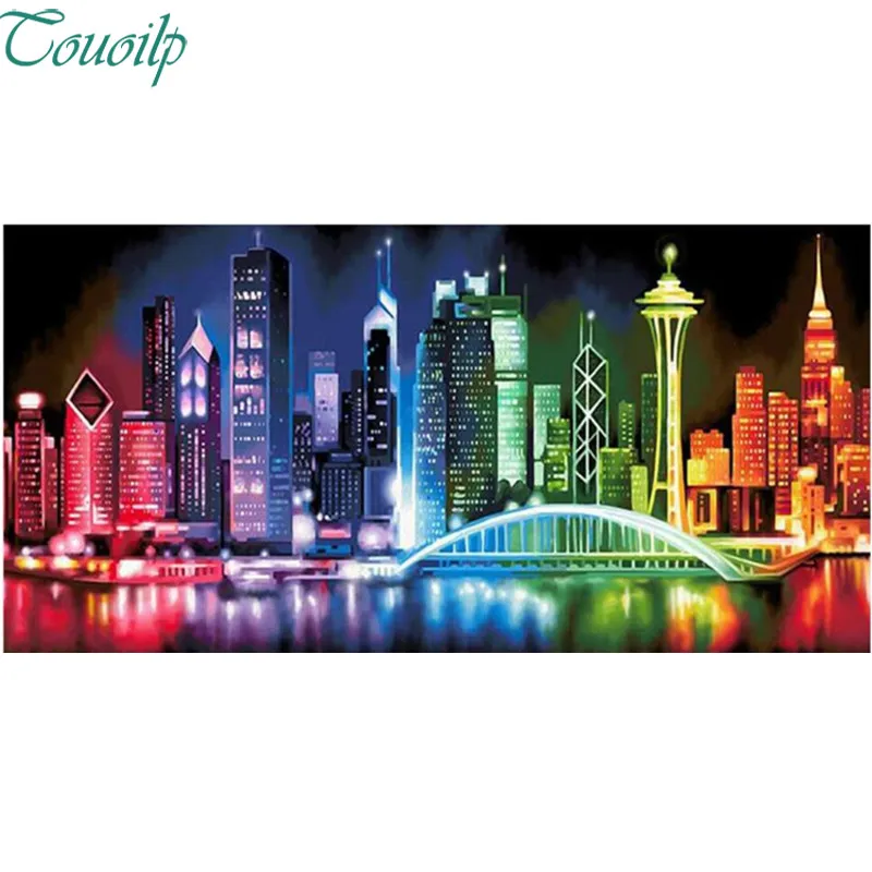 

Touoilp Diamond Embroidery Landscape Picture Of Rhinestone Bright Lights,Big City DIY Diamond Painting Cross Stitch Full Square