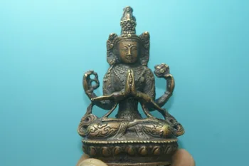 

Beautiful yellow copper Old Tibet Tibetan Buddhism Green Tara Buddha statue Exorcism peace wealth