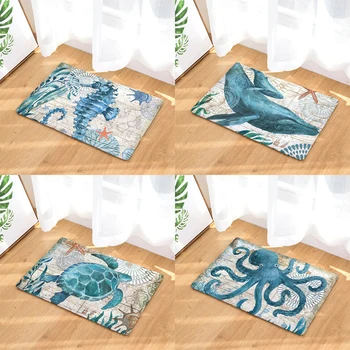 

New Arrive Sea Animal Turtles Door mat Entrance Door Light Thin Flannel Cute Cartoon Cozy Carpets Home Decor Kitchen Mats