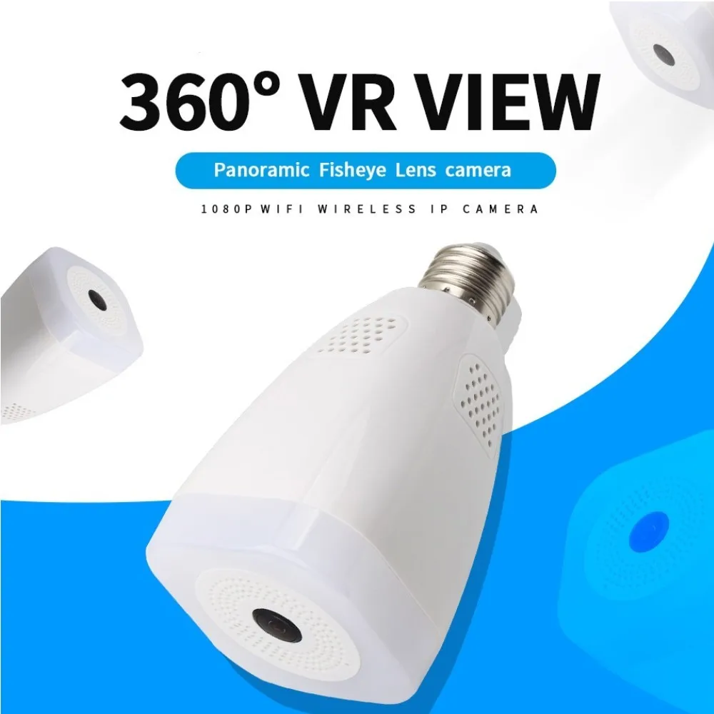1080P Bulb Light FishEye Smart WiFi IP Camera 360degree Panoramic VR Camera Wireless Home Security CCTV Camera with Night vision