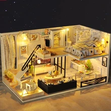 Сделай Сам игрушка кукла дом casa деревянный Miniatura номер в поле кукольные домики миниатюрный кукольный домик игрушки с мебелью светодиодный свет poppenhuis