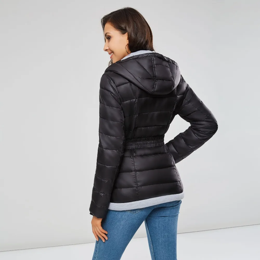 2018 Winter Coats Women Parkas Cotton Warm Thick Short Jacket Coat with Belt Slim Casual zipper Gothic Black Outerwear Overcoats -