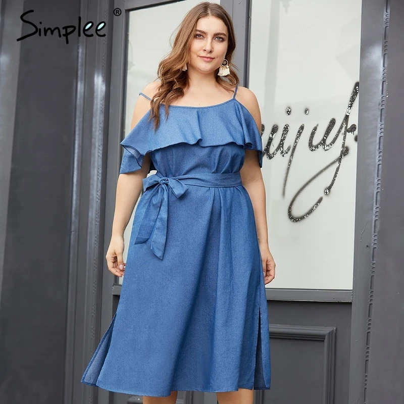 Женское джинсовое синее платье Simplee 2019 летние женские повседневные однотонные