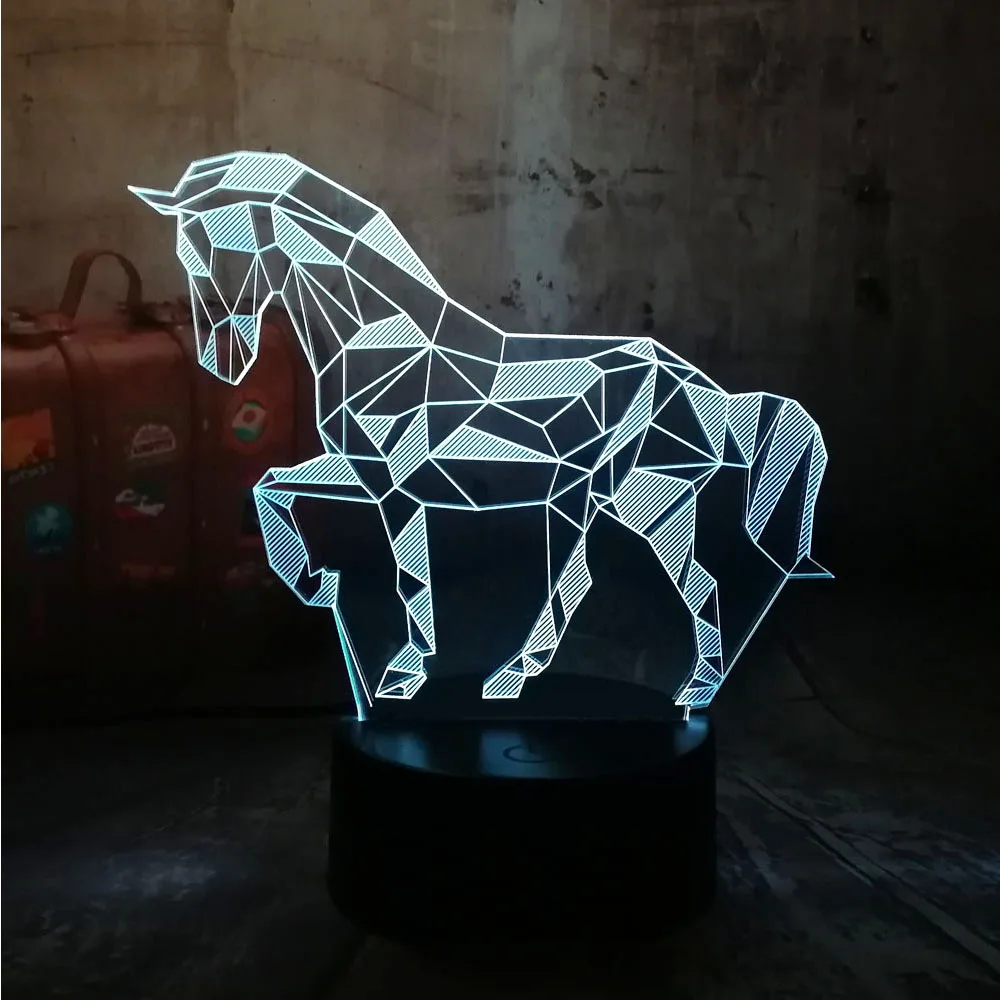 Новинка 3D светодиодный настольный светильник с лошадью RGB ночник USB пульт