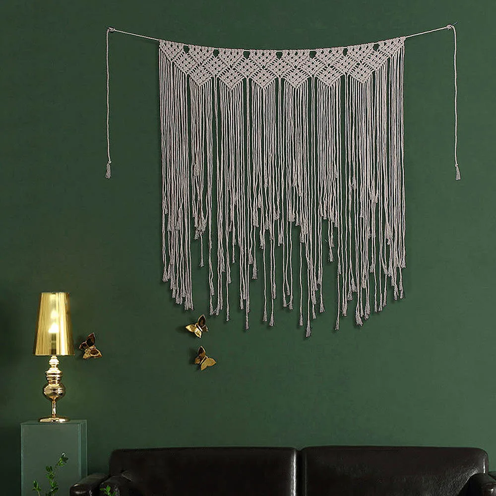 

Wedding Macrame Curtain Tapestry Cotton Handmade Wall Hanging Backdrop DIY Rustic Home Living Room Party Decoration