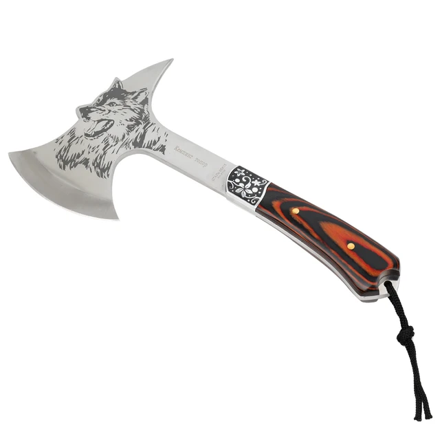 Multifunctional Tomahawk Outdoor Wolf Model Mountain Camping Ax Survival Camping Hatchet With Wooden Handle Portable Jungle Ax