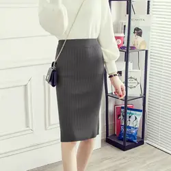 Зимние трикотажные для женщин юбка мода посылка бедра высокая талия пикантная юбка средней длины тонкий юбки карандаши