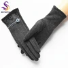 [BYSIFA] Cashmere Wool Women Gloves Winter Thick Ladies Lace Embroidered Wool Gloves Grey And Green Elegant Soft Mittens Gloves ► Photo 2/6