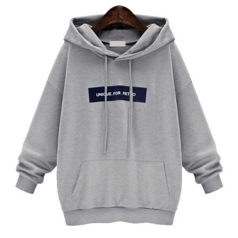 Uguest Women Hooded Streetwear Spring Casual Pullovers Letter Printed Girls Long Sleeve Hoodies