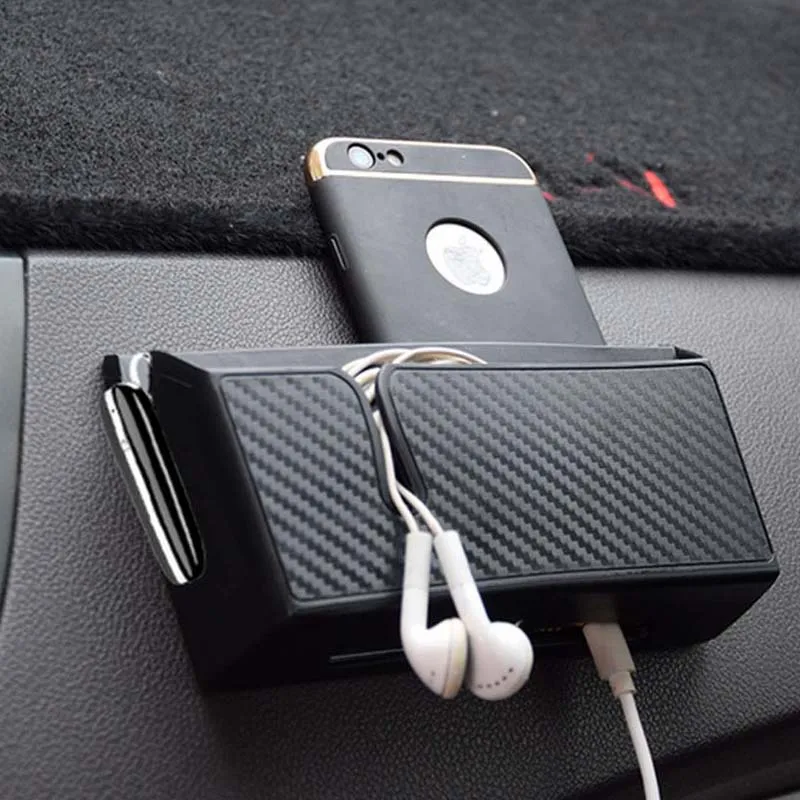 Carbon Fiber Lines Car Storage Box Multi use Car Organizer