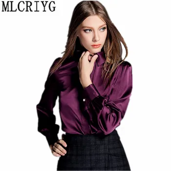 

Women Fashion Blouses 2020 Spring 100% Silk Blouse Women's Shirts Long Sleeve Office Shirt Womens Tops Plus Size 4XL blusa YQ024