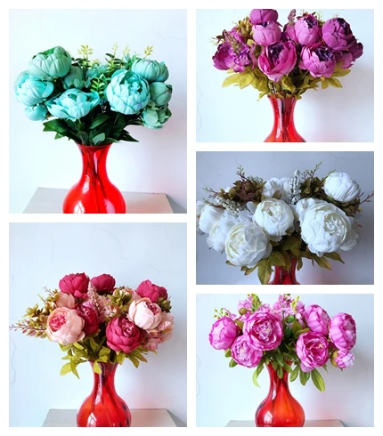

11 heads Artificial Peony Flowers Decoration Fresh Artificial Flowers latex for wedding bouquet decoration