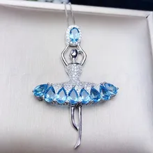 Ожерелье из голубого топаза Подвеска Природный Голубой топаз 925 стерлингового серебра ювелирные украшения 0.5ct* 9 шт драгоценный камень# B18110304