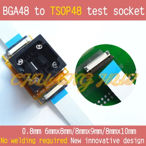 FLASH BGA48 IC SOCKET BGA48 TO TSOP48 test socket Pitch=0.8mm Size=8mmx9mm FLASH BGA48 IC SOCKET BGA48 TO TSOP48 test socket Pitch=0.8mm Size=8mmx9mm