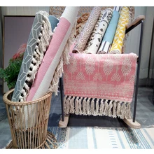 Хлопок, ручная работа, кухонные коврики, супер уютный, мягкий, машинная стирка, прочный ковер, геометрический, полосатый ковер с бахромой, желтый