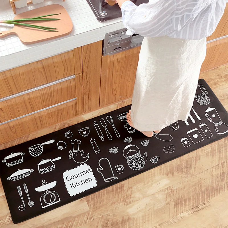 Honlaker Japanese Kitchen Mat Waterproof Oilproof Kitchen Rug PVC
Leather Anti-fatigue Kitchen Carpet Non-slip Wear-resistant