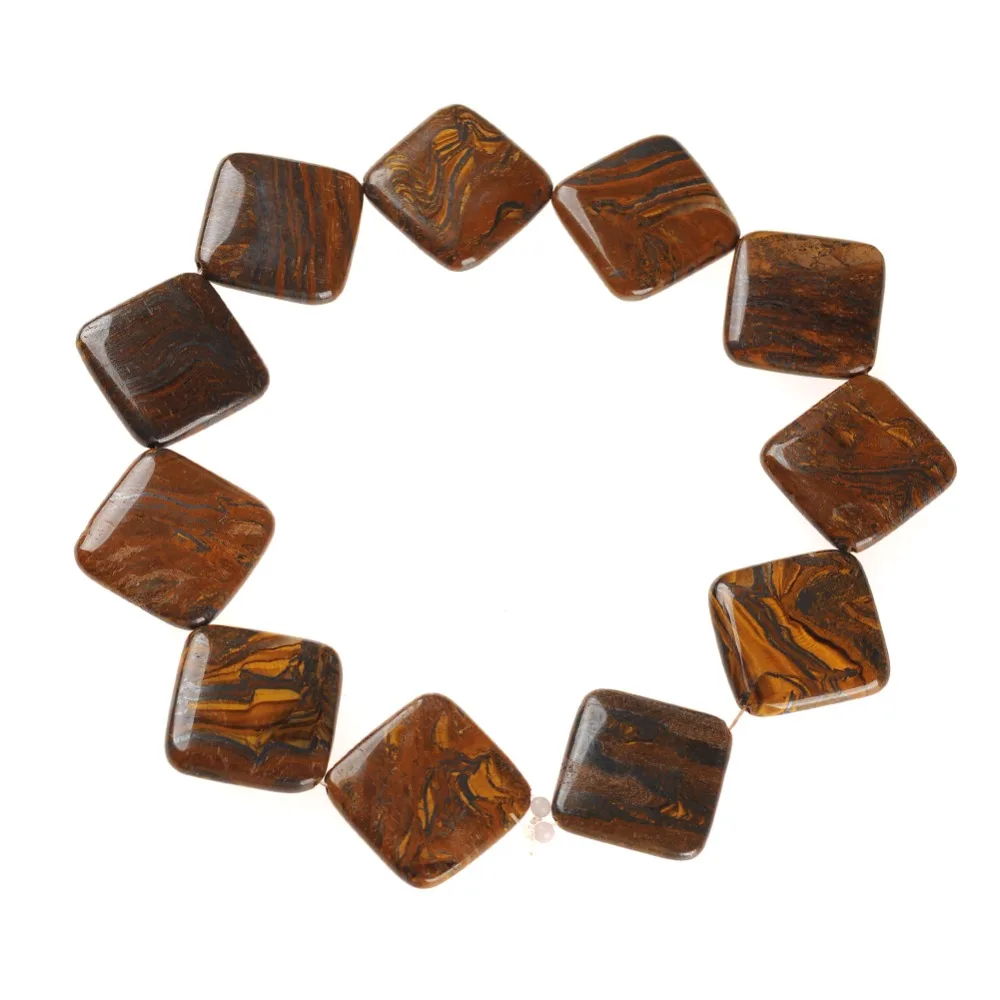 

Natural Gem Stone Brown Gold Rhombus Stripe Texture Slice Slab Agates Loose Strand Spacer Nugget Beads for DIY Jewelry Making