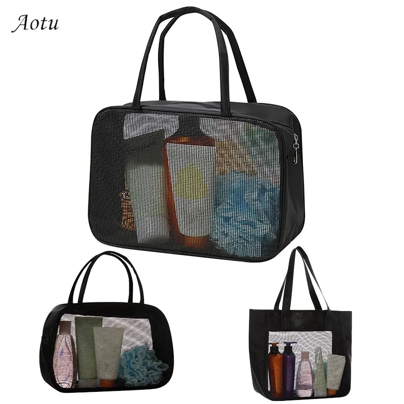 الاستحمام حقيبة التخزين شبكة السفر المنظم حقائب أدوات الزينة التجميل حالة غسل يشكلون حقيبة تخزين قابلة للحمل للحمام