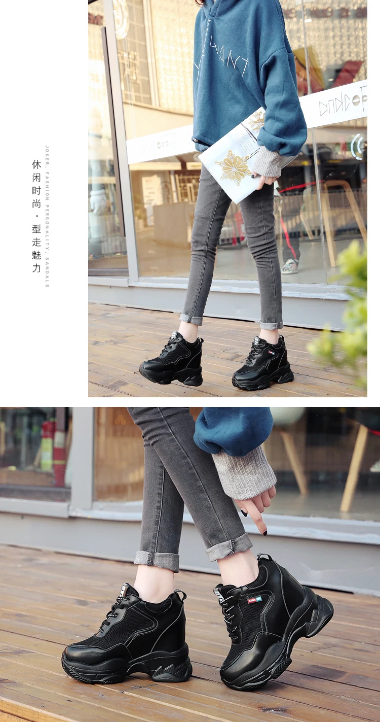 spring autumn fashion platform shoes casual sweet sports shoes shallow mouth Femmes Height Increase Shoes White mujer