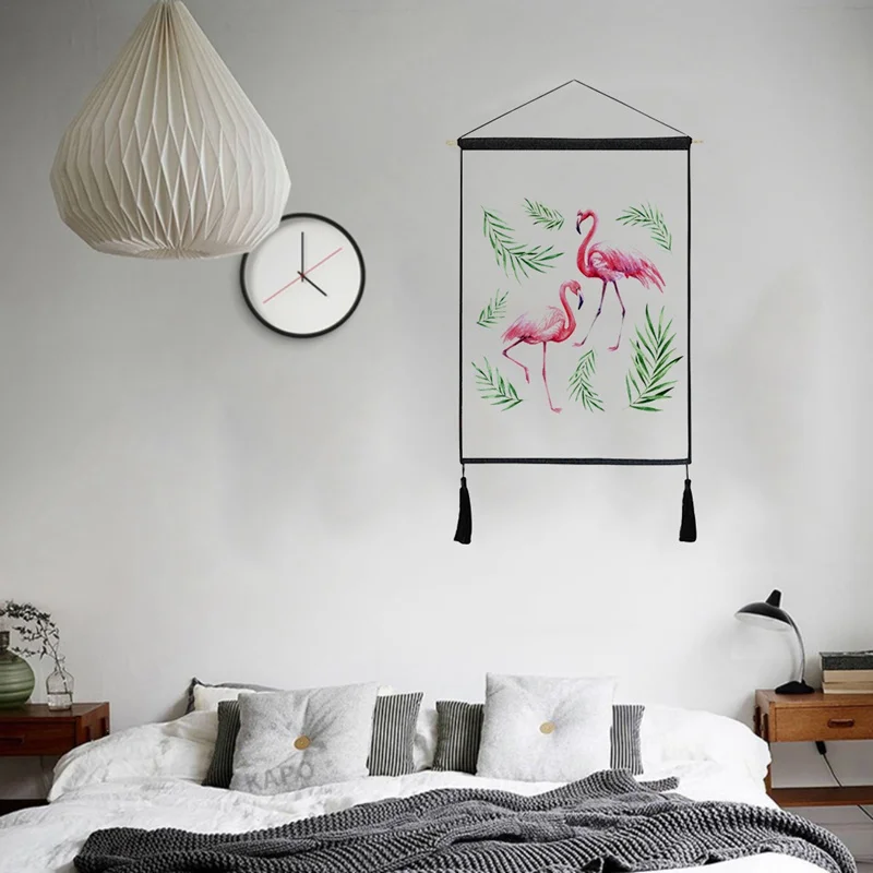 Simple Tropical Plant Theme Flamingo Hanging Decorative Painting Tapestry Nordic Style Background Wall Home Decor | Дом и сад