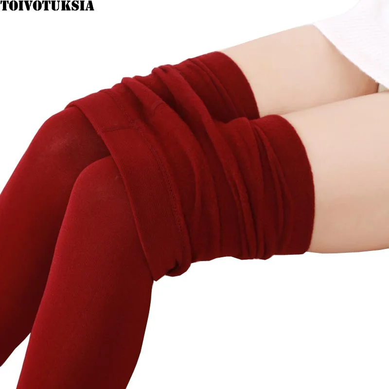 

TOIVOTUKSIA Winter Leggings Women's Warm Leggings High Waist Thick Velvet Legging Solid All-match Leggings Women