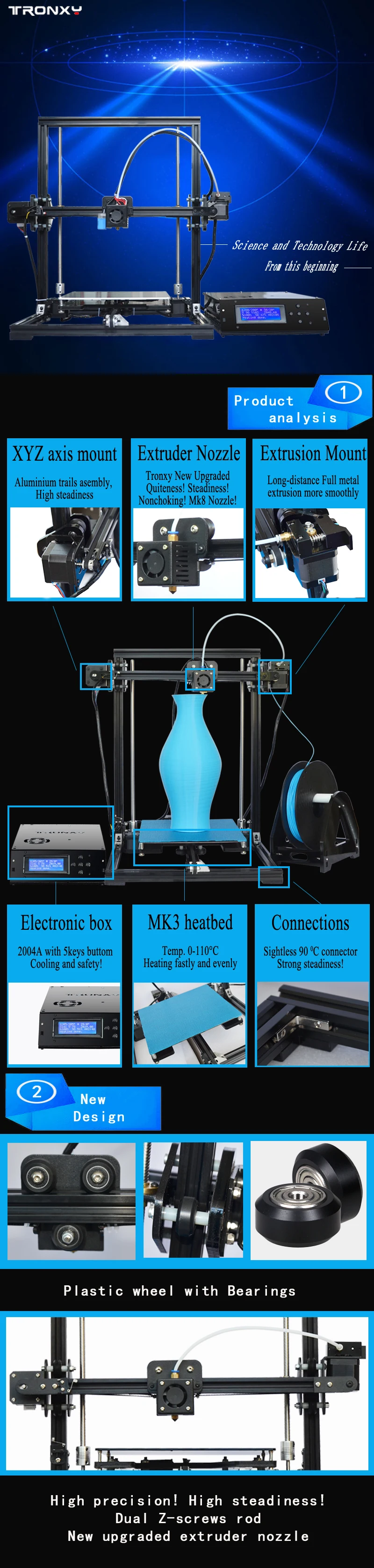 Tronxy X3 DIY 3d принтер комплект алюминиевой структуры машина автоматическое выравнивание X3A 3D печать 8 Гб SD карта Боуден экструдер impressora 3d