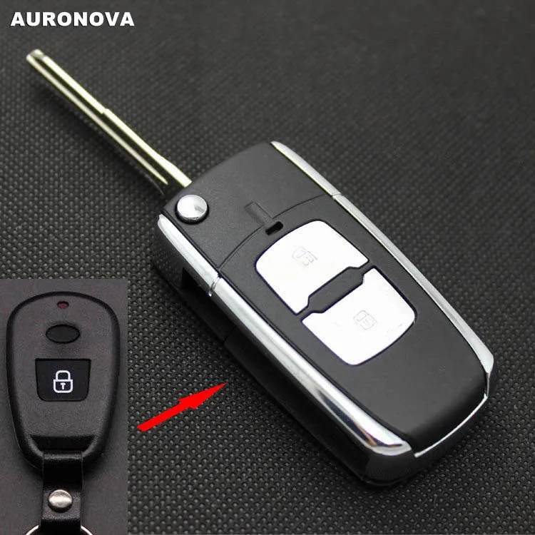 AURONOVA новый обновленный Складной Корпус ключа для Hyundai Elantra 2 кнопки Блестящий