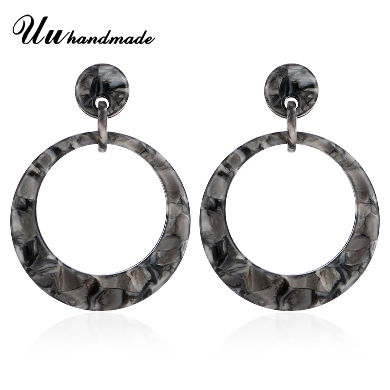 

Fashion Jewelry Earrings for Women Acrylic Vintage Gray Big Round Pendant Drop Earring Brincos Brinco Pendientes Oorbellen 2017