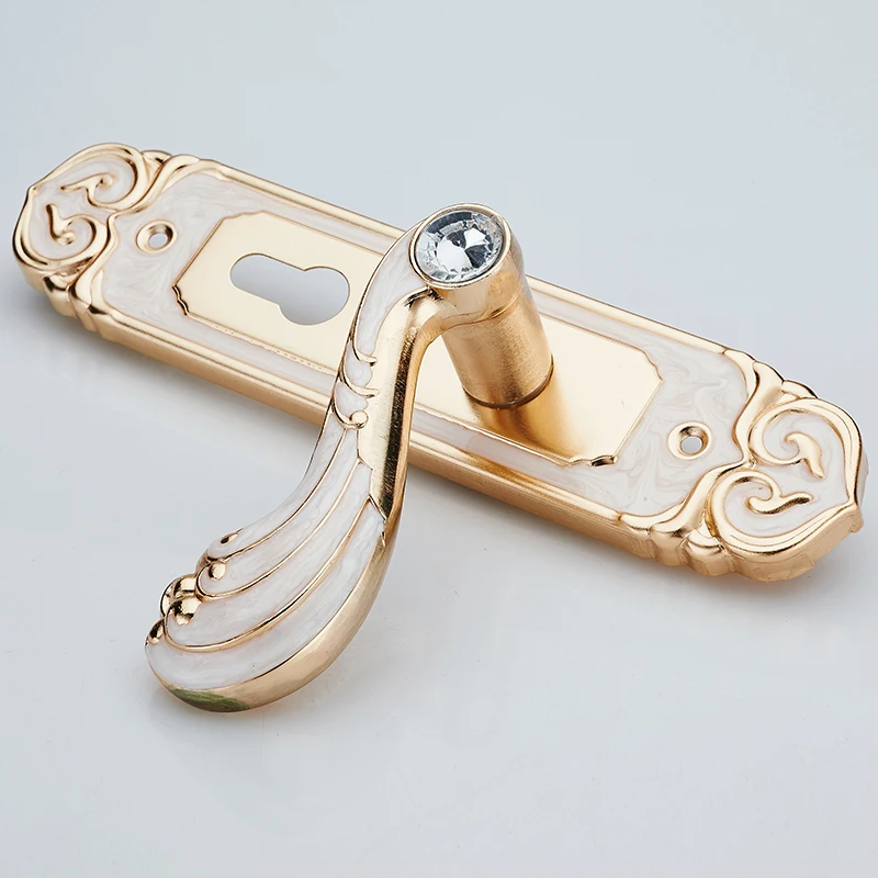  1set Luxury aluminum interior door handle key lock Fashion Room Bedroom Kitchen Mechanical Locks Fu - 32910976385