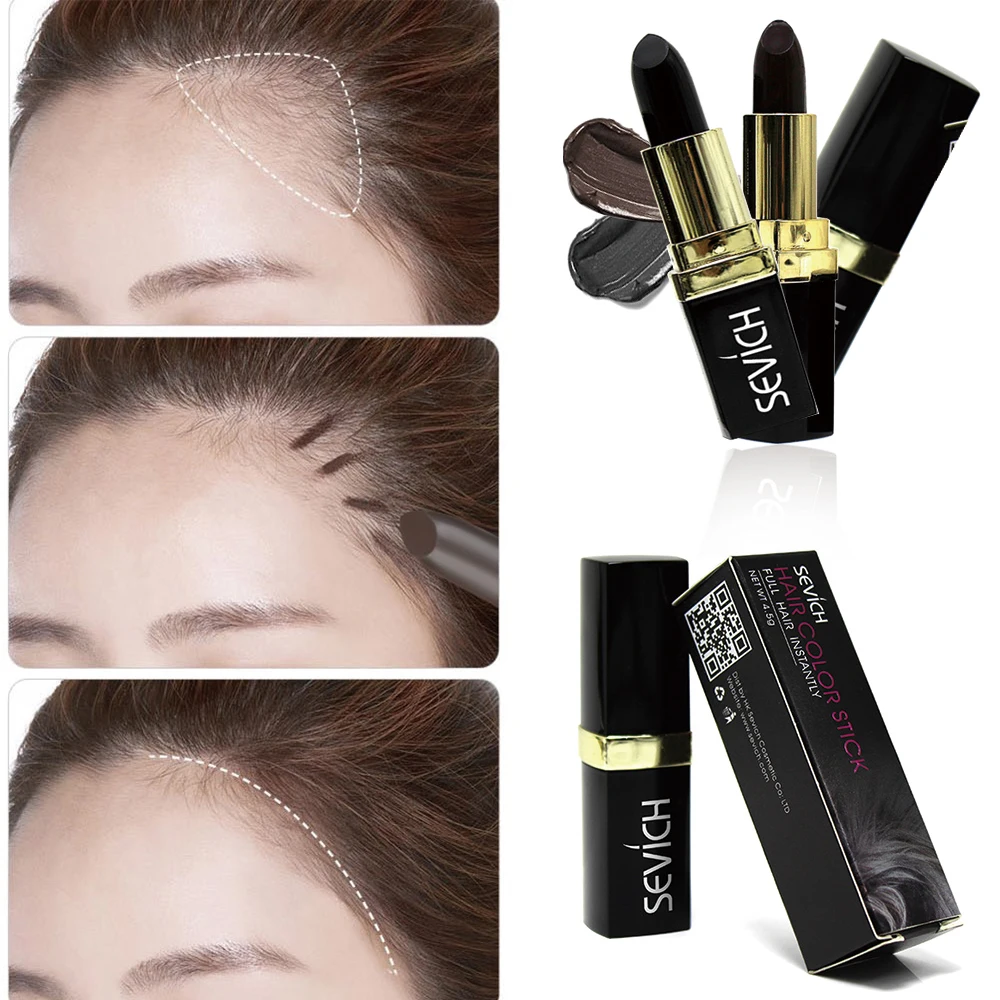 

Portable Natural Plant Black/Brown Hair Dye Lipstick Shape Anti Sweat Waterproof Disposable Dye Pen Hairline Coloring Tool TSLM2